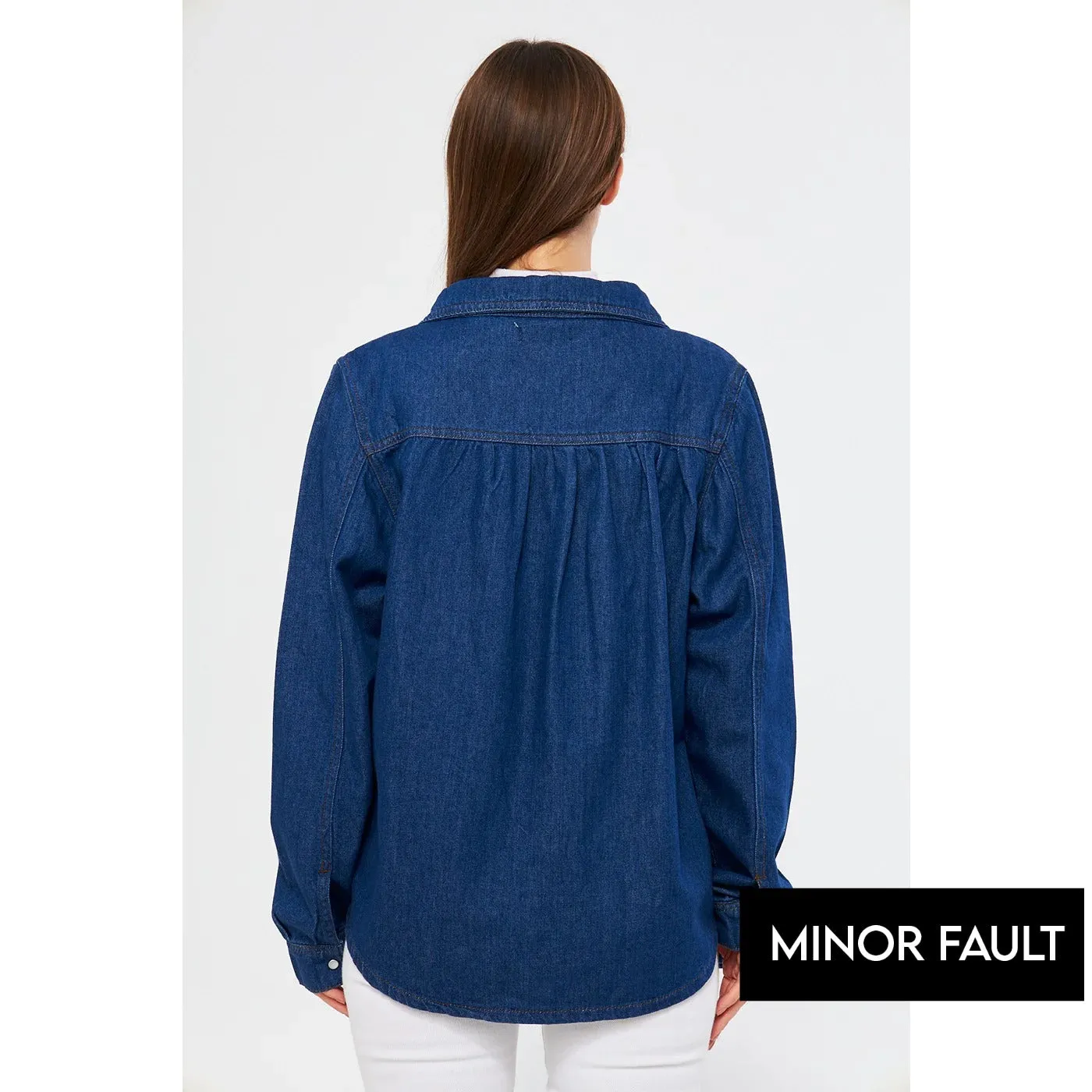 ( Minor Fault) Blue Oversized Denim Shacket