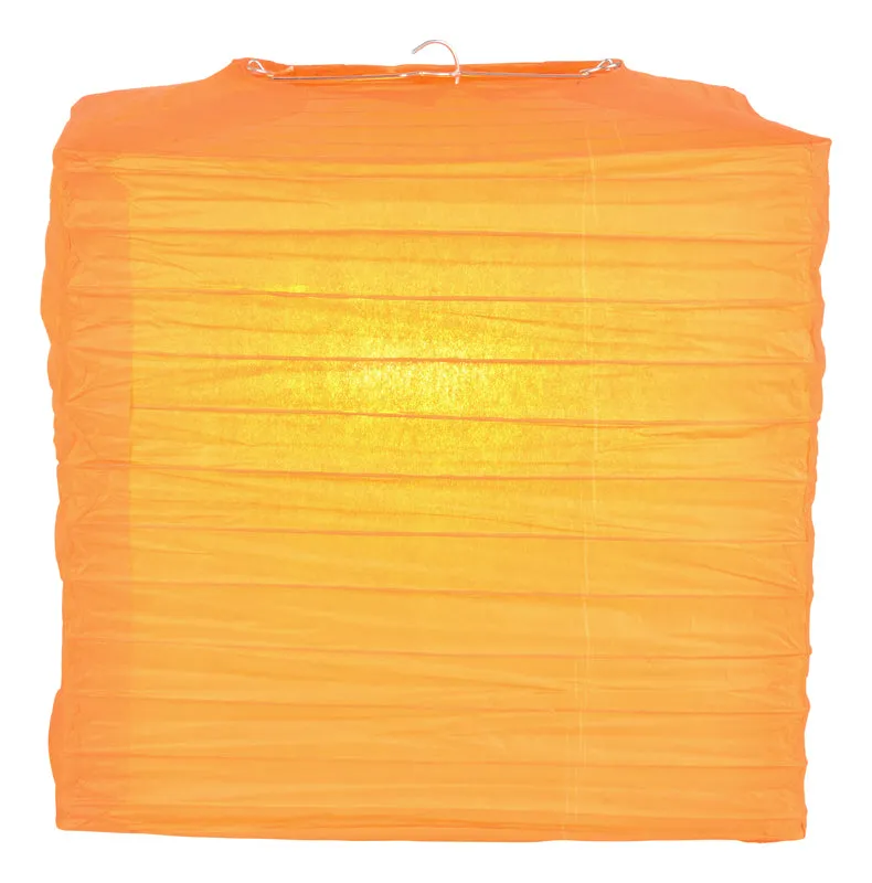 10" Orange Square Shaped Paper Lantern