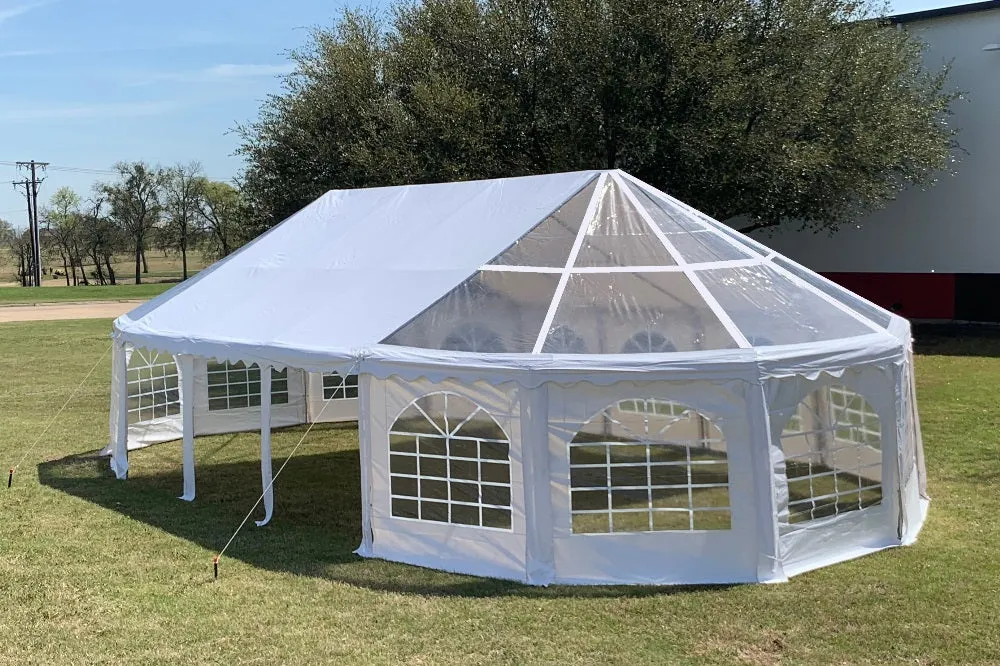 40'x21' PVC Marquee Party Tent with Clear Bay Windows - Fire Retardant