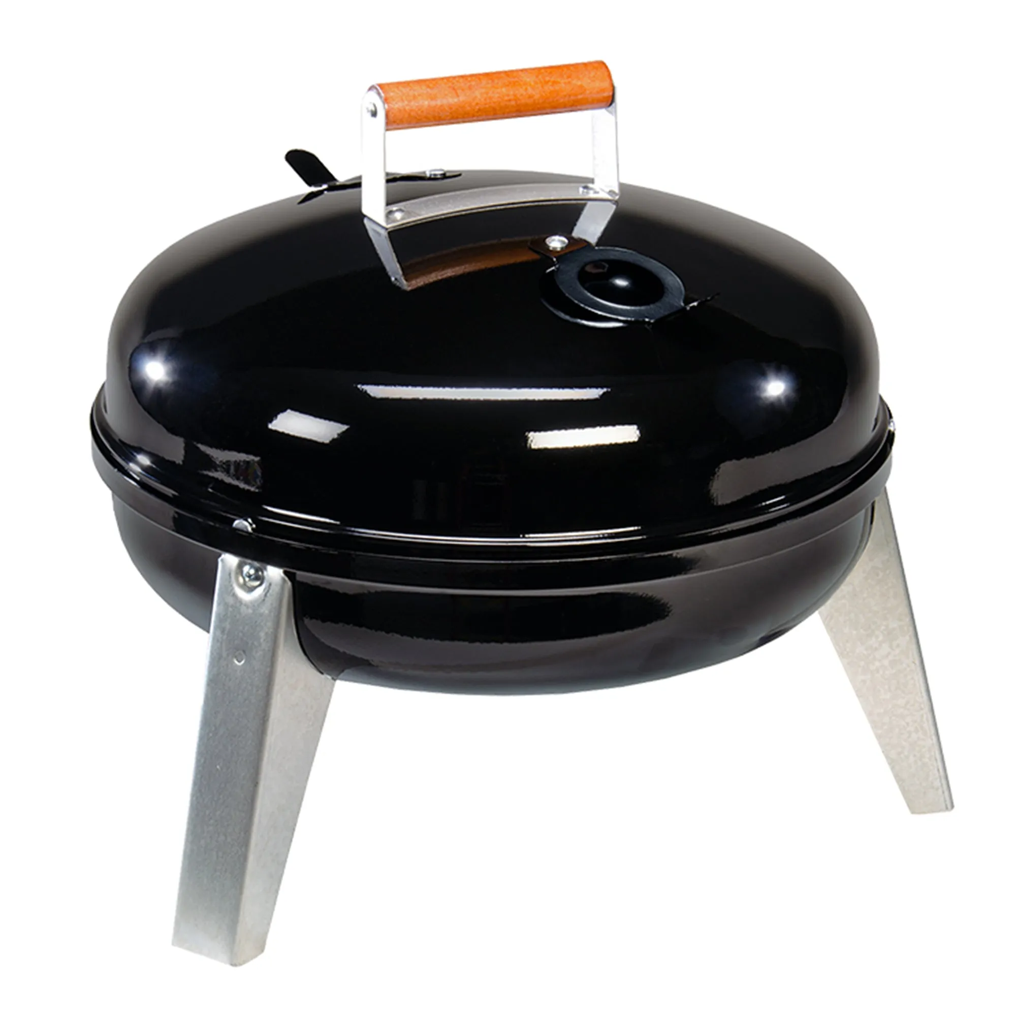 Americana Lock N Go Portable Charcoal Grill with Locking Hood & Bowl, Black