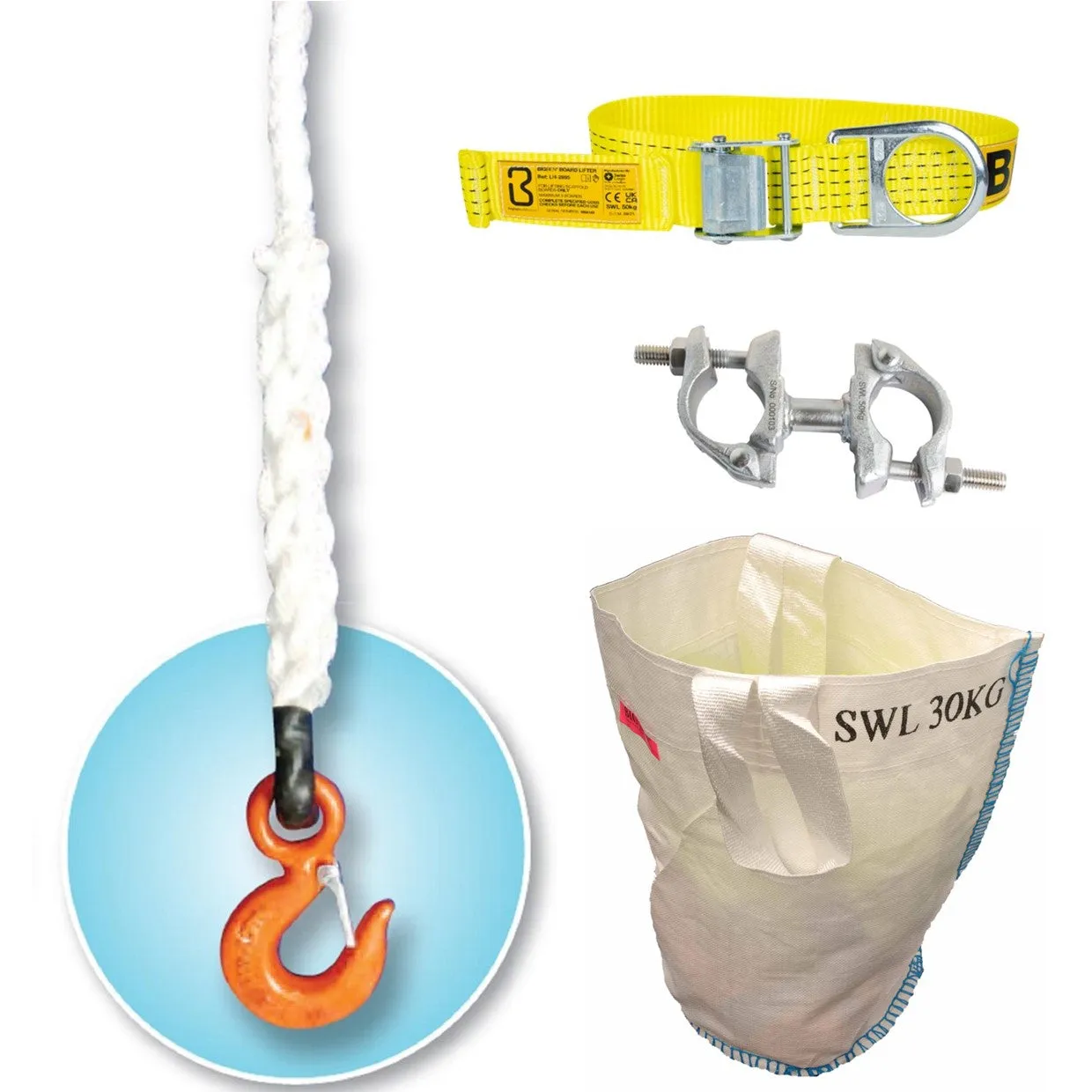 BIGBEN 'No Tie' Lifting Kit with Certified Rope & 2 Tonne Snap Hook