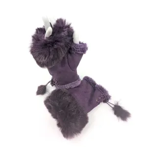 Black Ginger Purple Suede Effect Fingerless Gloves - 800-684