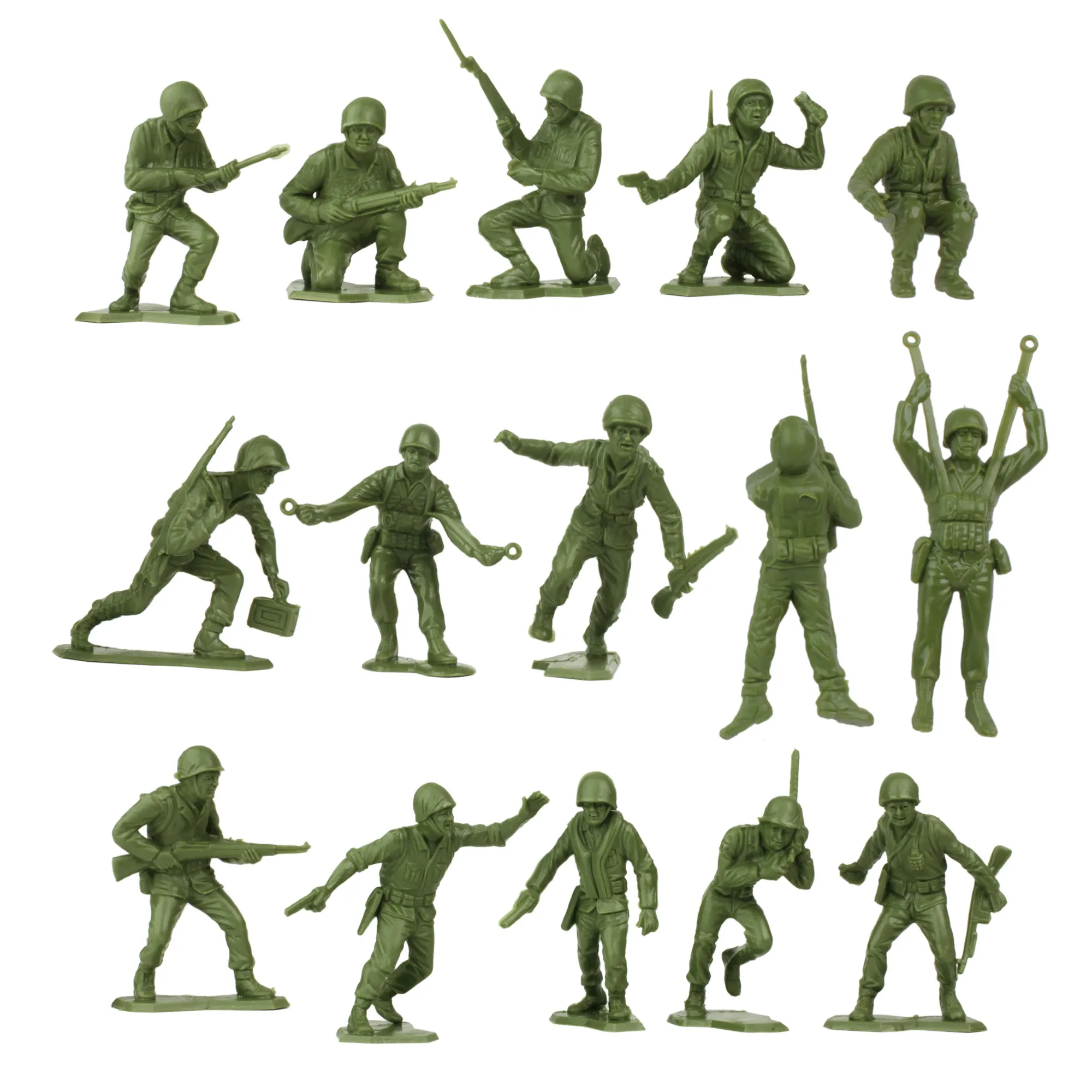 BMC BUCKET of PLASTIC ARMY PEOPLE - Tan vs Green 100pc Soldier Playset - US Made