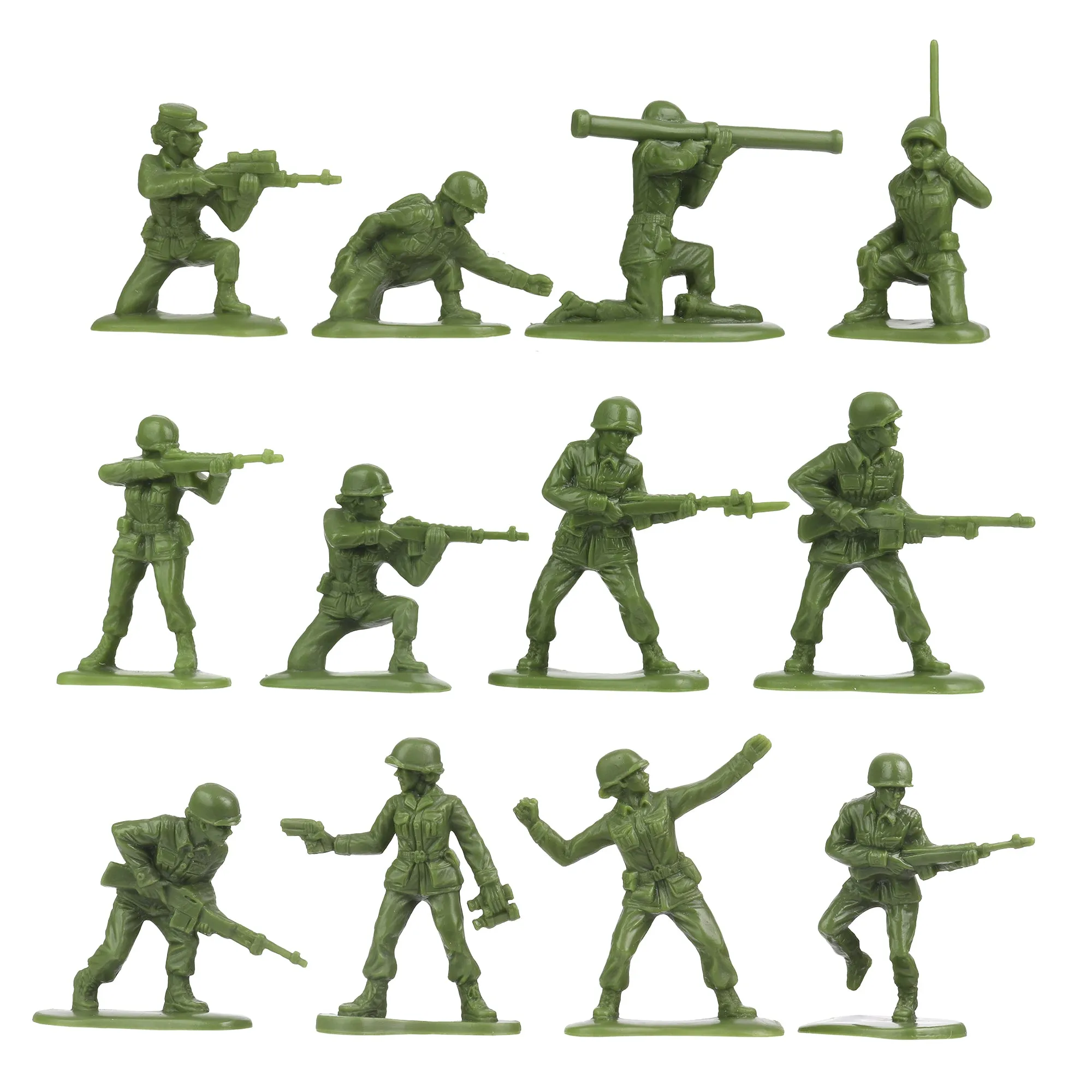 BMC BUCKET of PLASTIC ARMY PEOPLE - Tan vs Green 100pc Soldier Playset - US Made