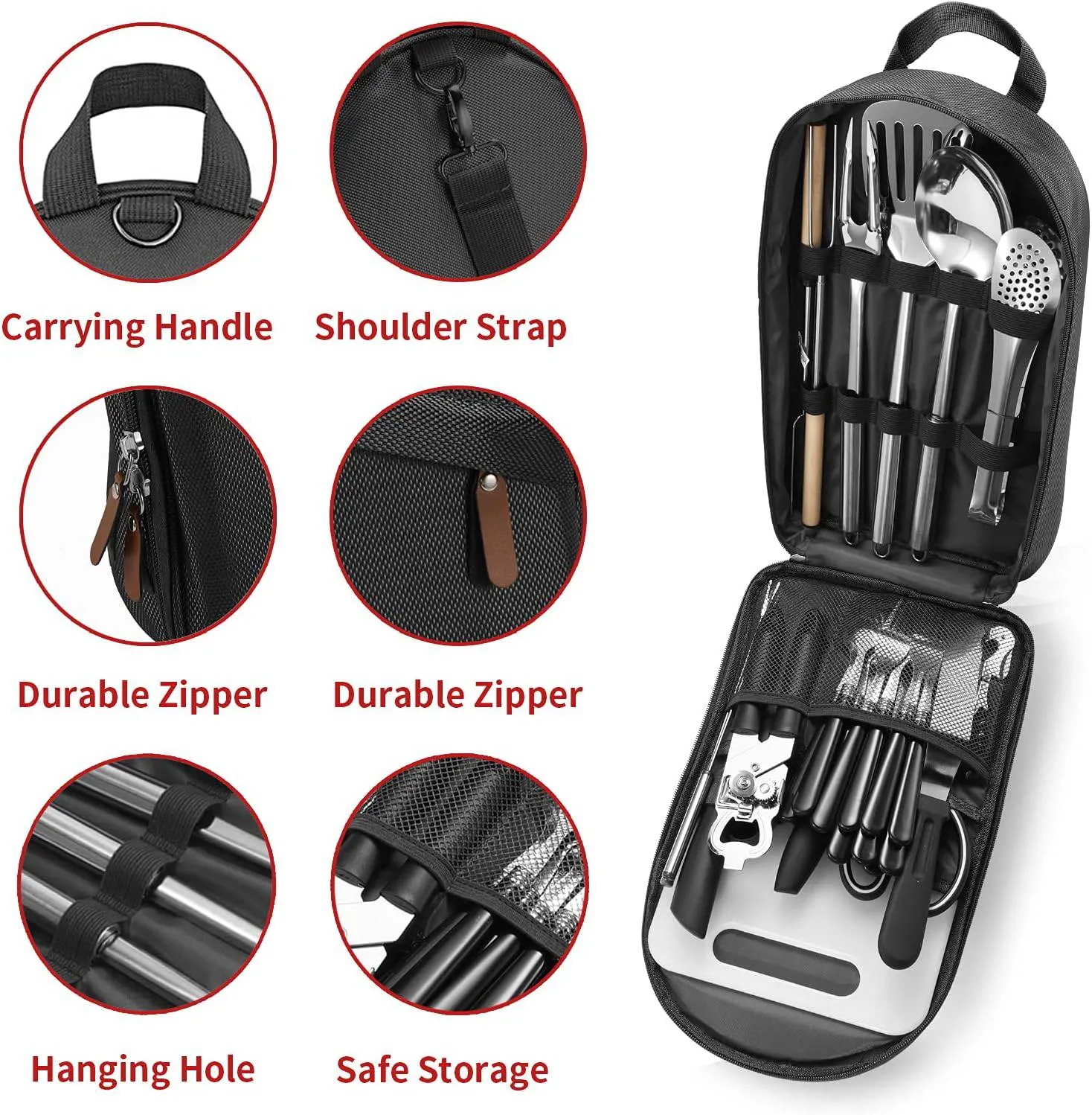 Camp Cooking Set - Cooking Utensils & Cutlery Bag