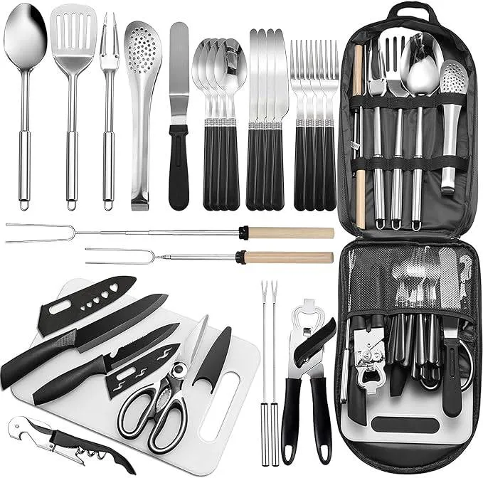 Camp Cooking Set - Cooking Utensils & Cutlery Bag