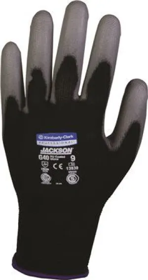 Jackson Safety* G40 Polyurethane-Coated Gloves Black With Purple Hem Large