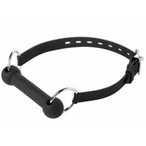 Master Series Silicone Horse Black Bit Gag with Adjustable Straps