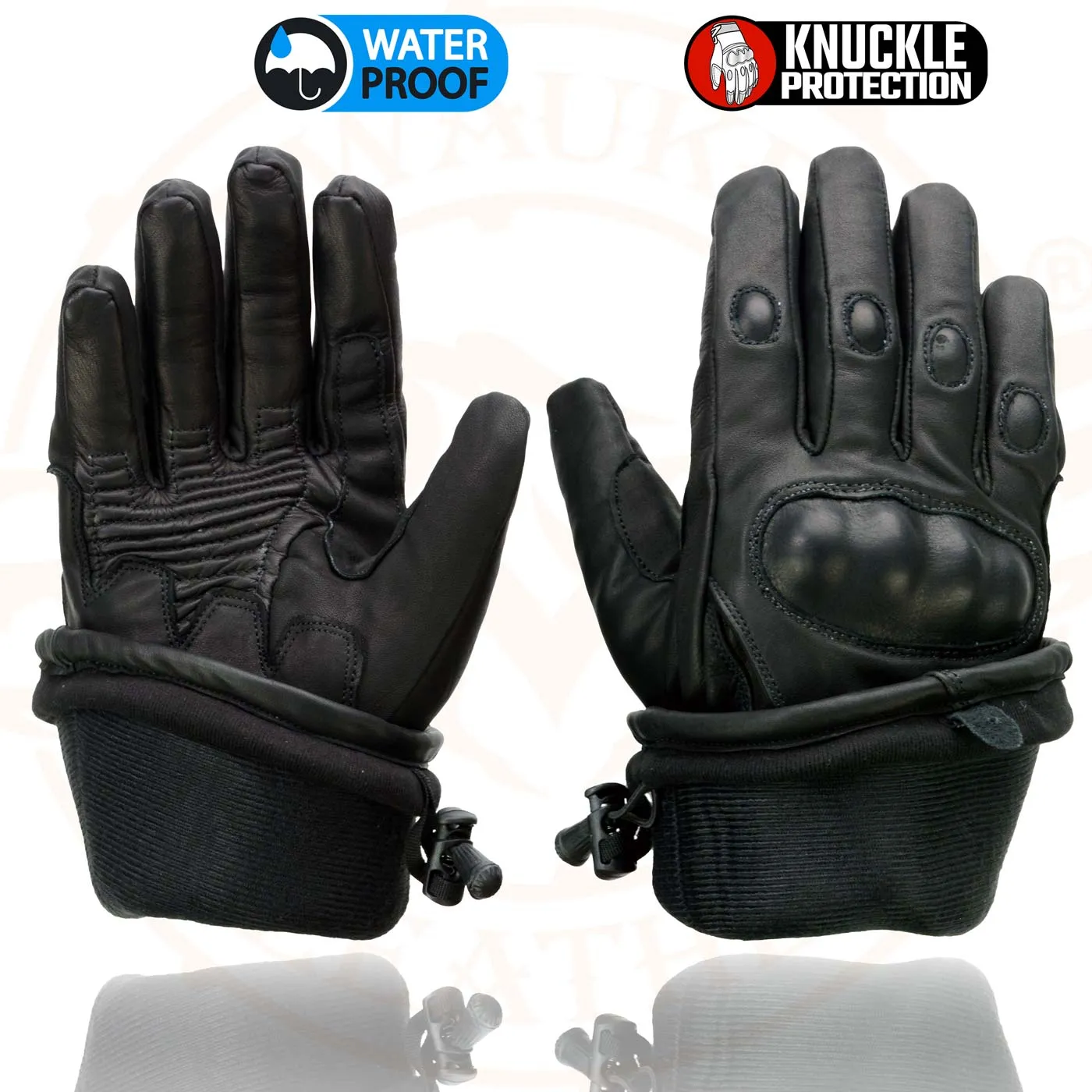 Milwaukee Leather Men's Black Leather Gauntlet Motorcycle Hand