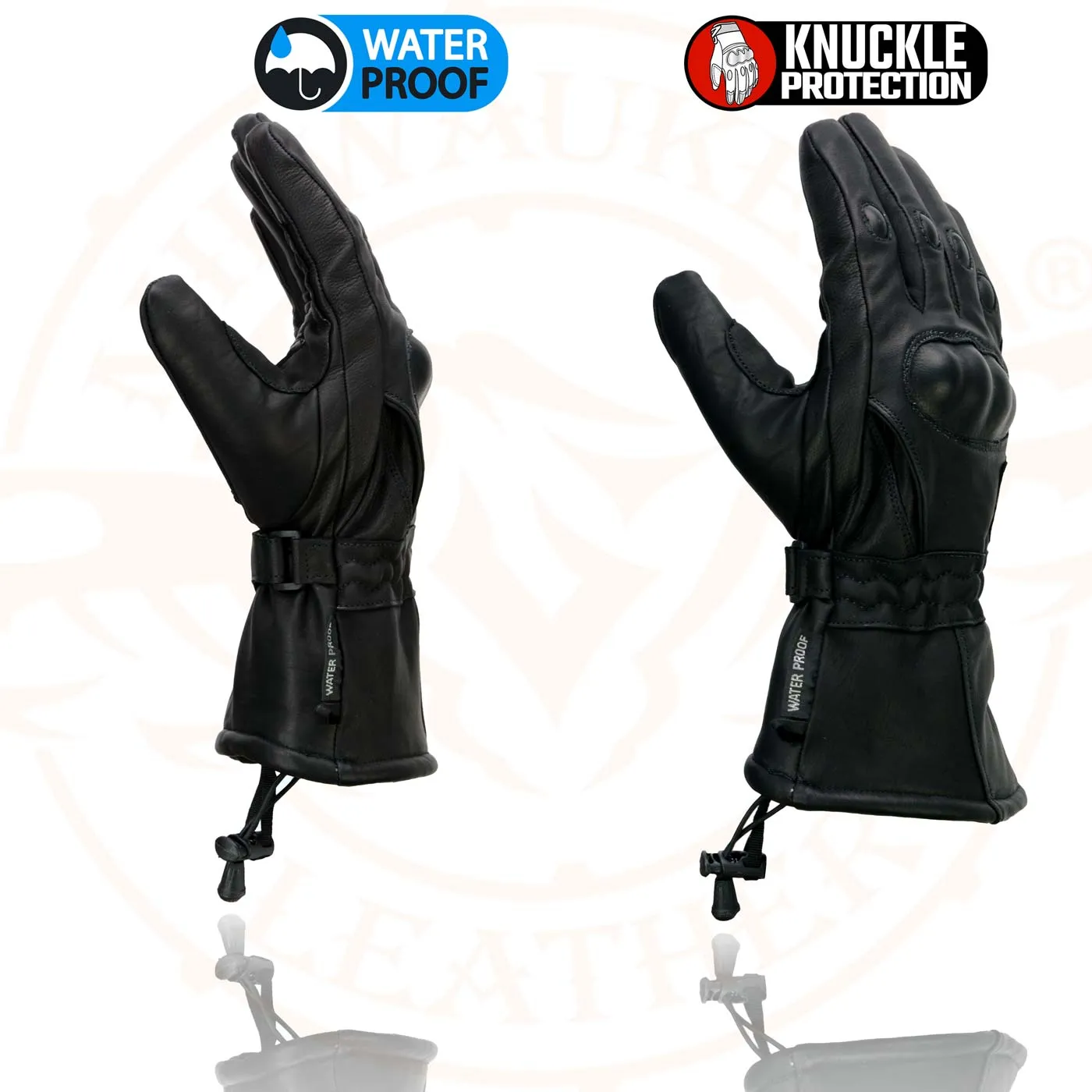 Milwaukee Leather Men's Black Leather Gauntlet Motorcycle Hand