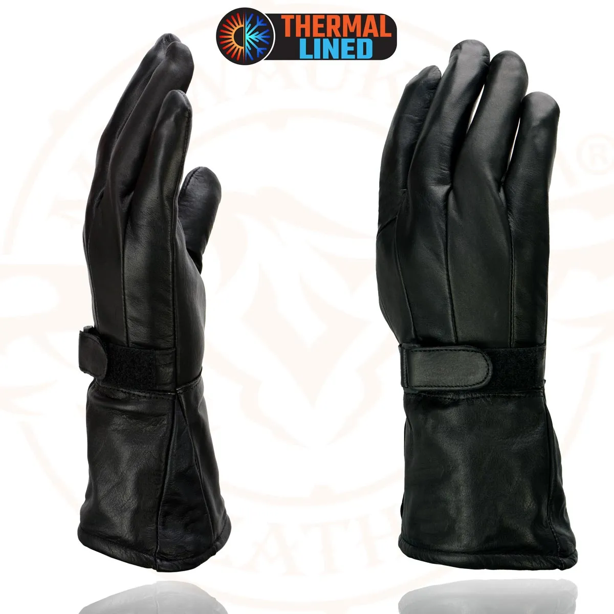 Milwaukee Leather MG7505 Men's Black Gauntlet Leather Winter Motorcycle Hand Gloves