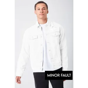 (Minor Fault) White Distressed Denim Jacket