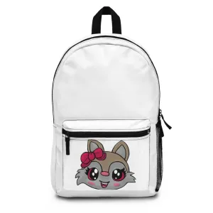 Pink Ribbon Brown Kitty Head Backpack (Made in USA)