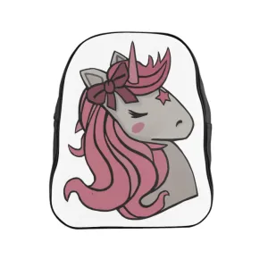 Pink Unicorn Head School Backpack