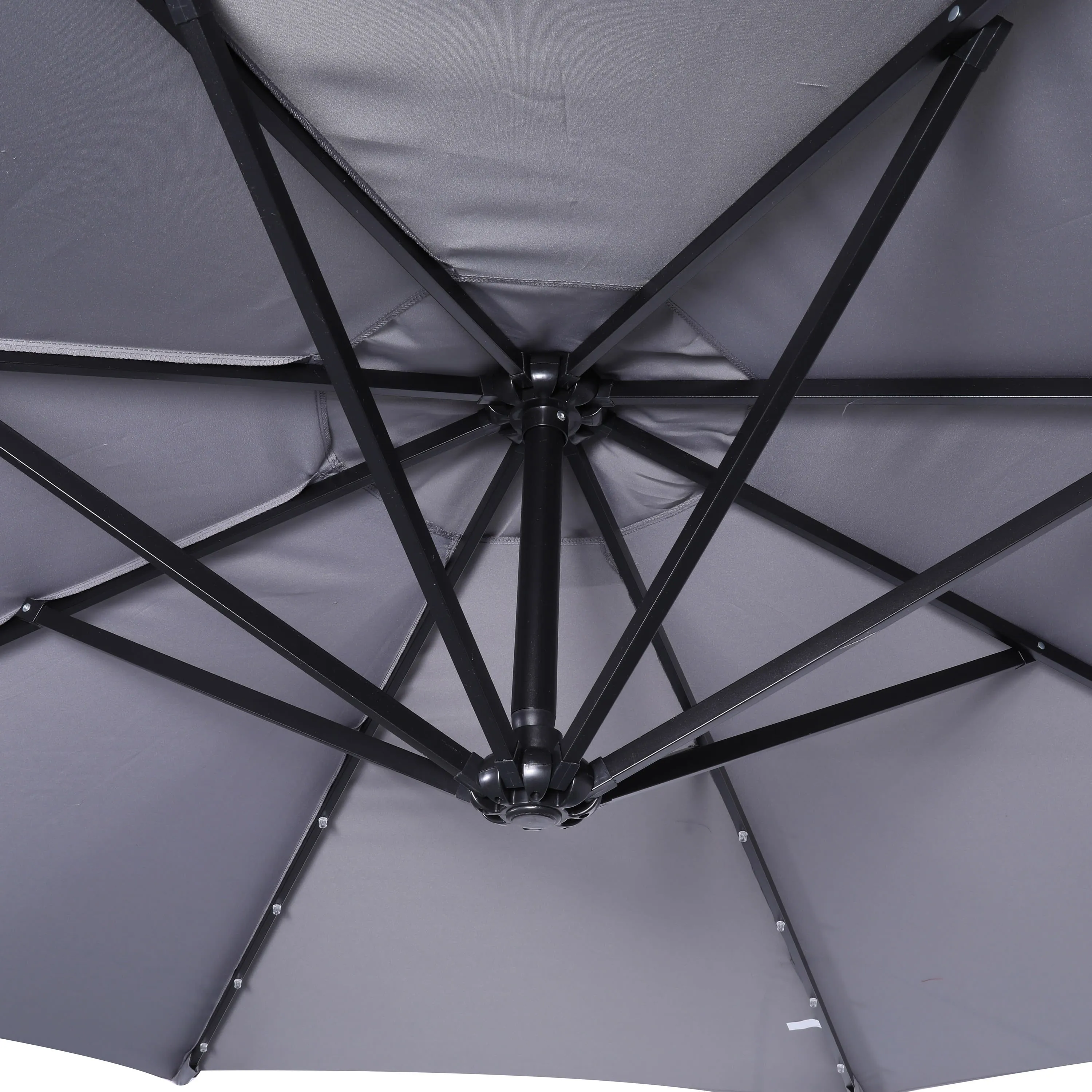 Sedona Commercial Grade 10ft Round Solar LED Cantilever Umbrella with Easy Lift and Tilt Function, Built in Cross Base