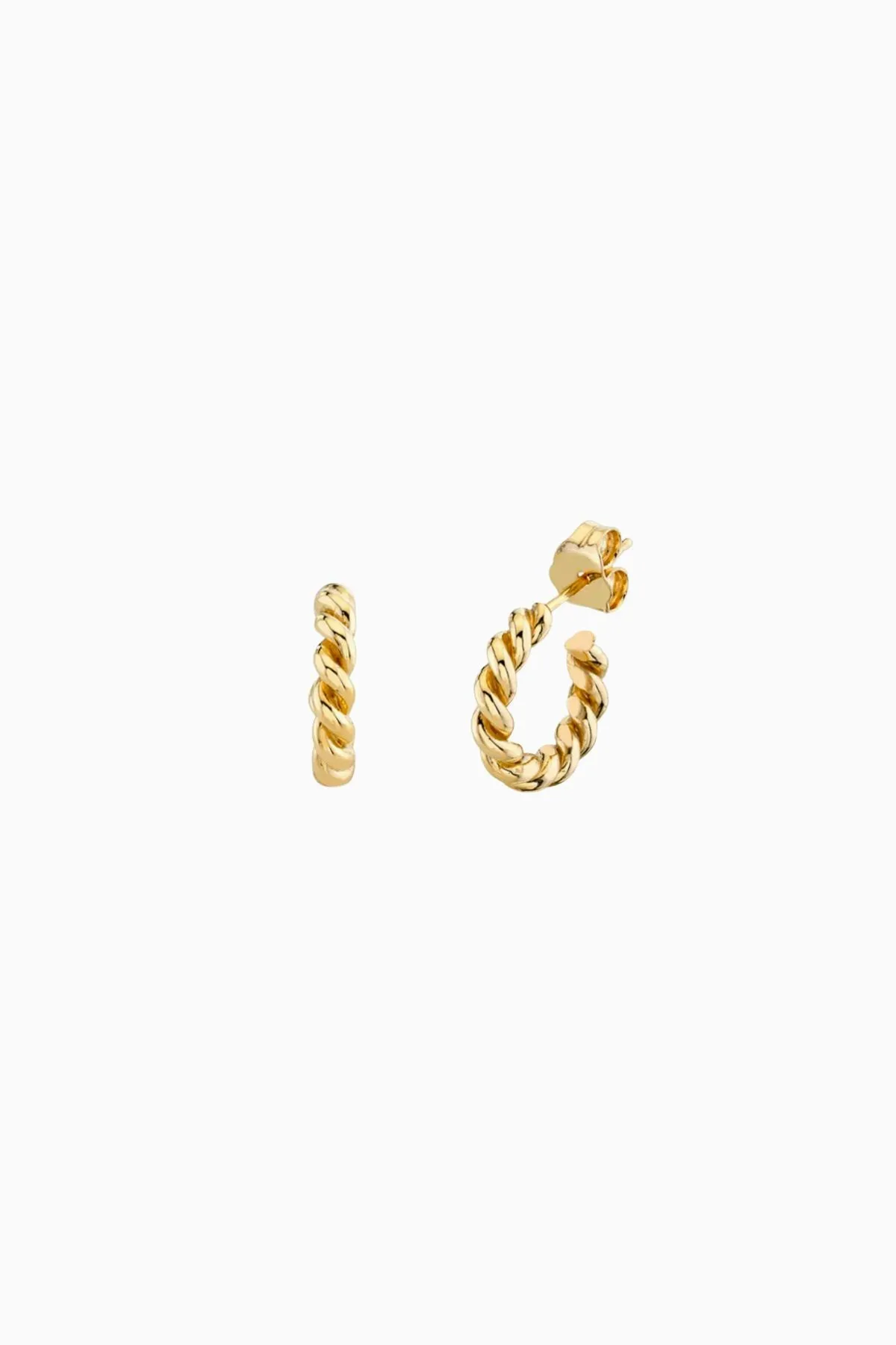 Sydney Evan Small Twisted Rope Hoop Earrings - Yellow Gold