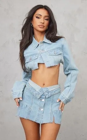 TOPSHOP EXTREME CROPPED BAGGY DENIM JACKET