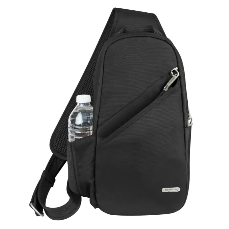 Black Travelon Anti-Theft Classic Sling Bag with Enhanced Security Features