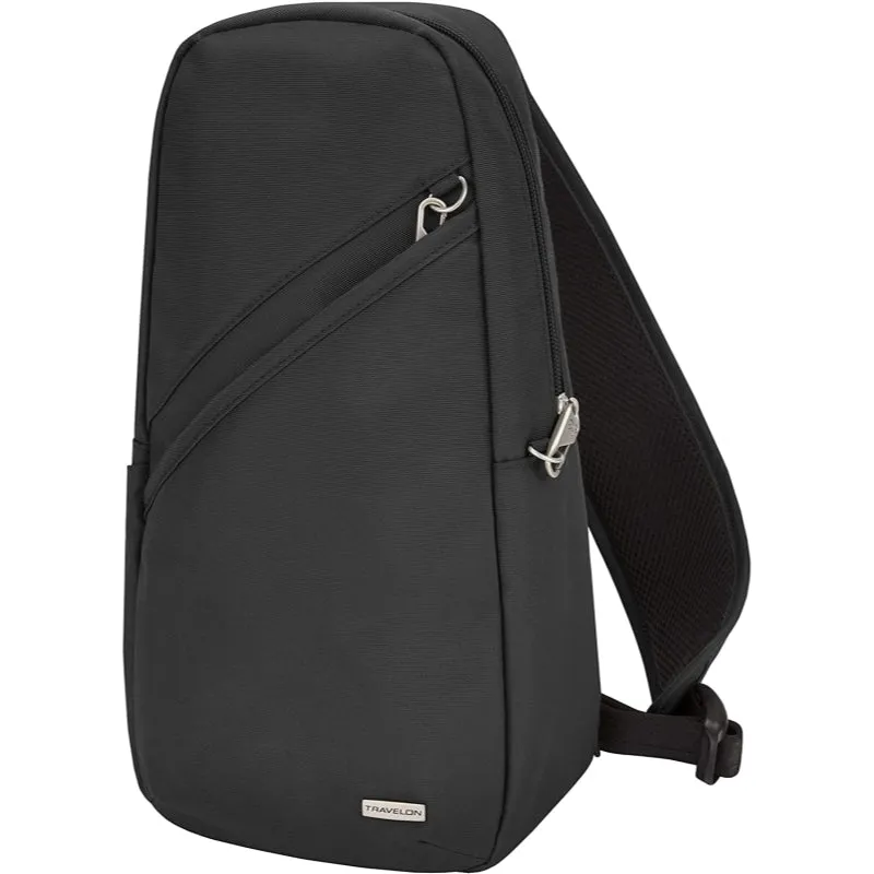 Black Travelon Anti-Theft Classic Sling Bag with Enhanced Security Features