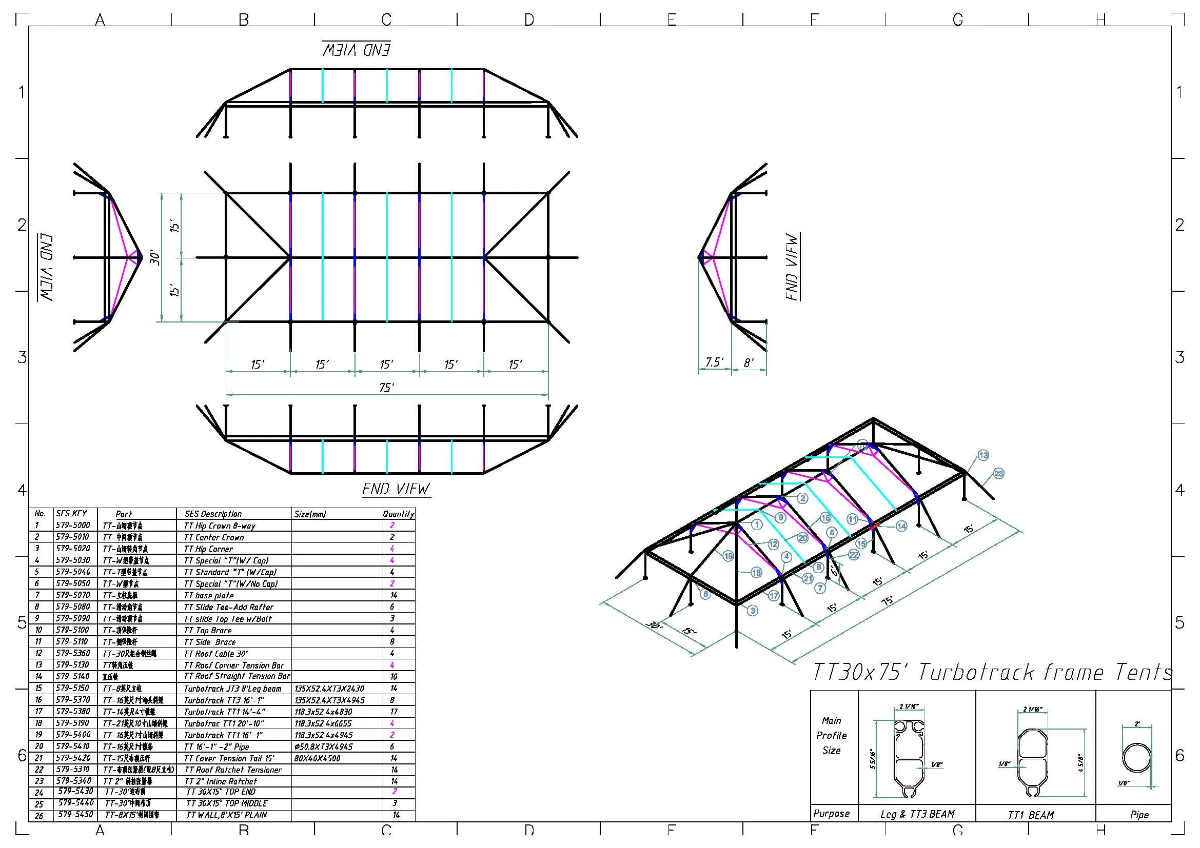 Turbotrack Tent, 30' x 75' Clear Top & Walls