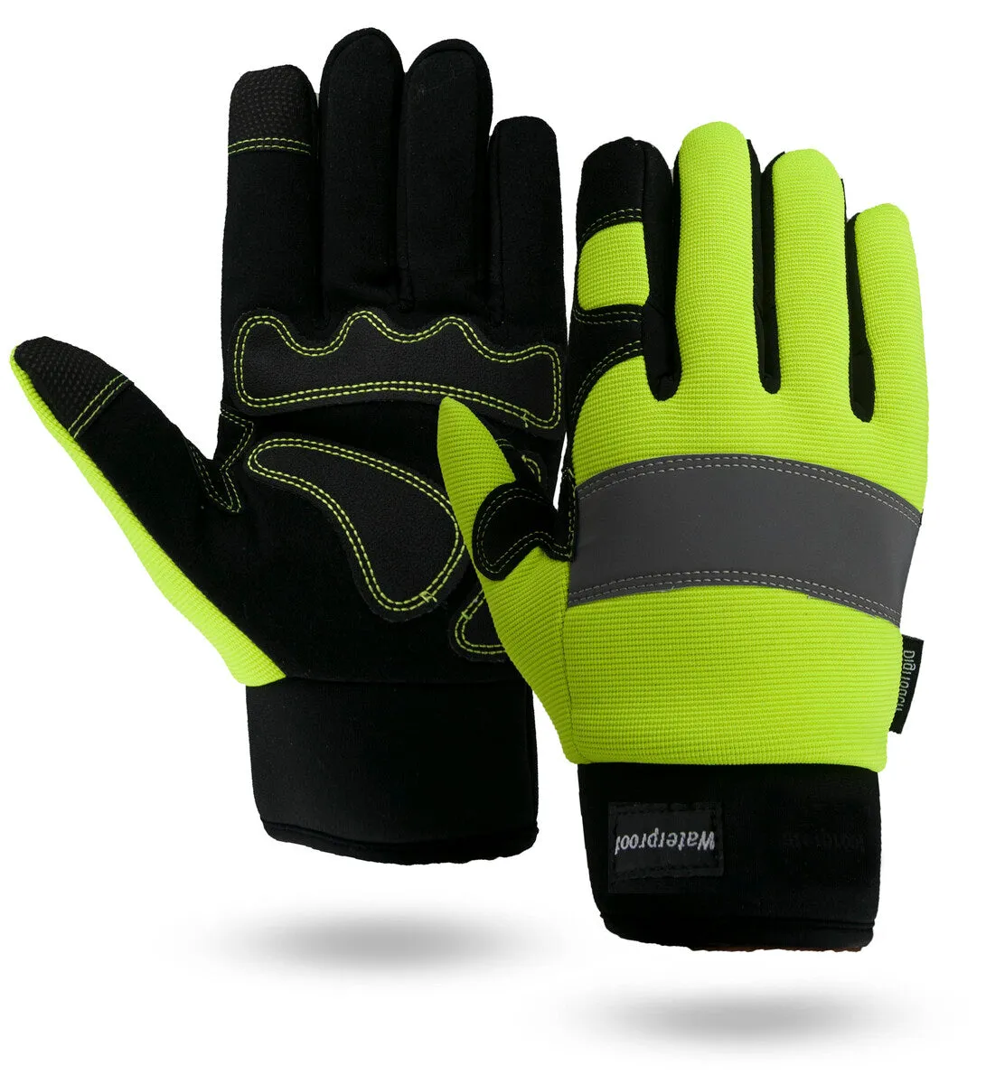 WATERPROOF & WINTER LINED HI-VIZ TOUCHSCREEN MECHANICS GLOVES